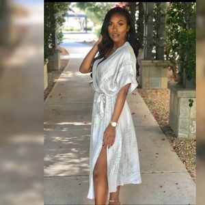 Summer white and sage dress